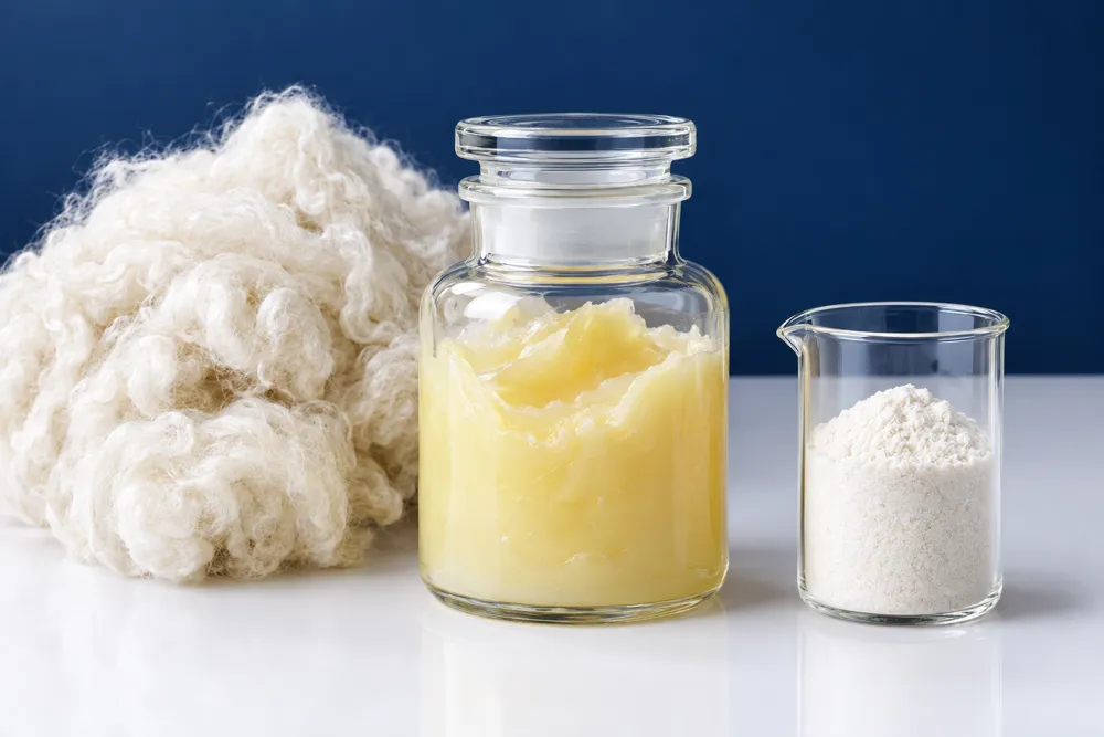 Saflaştırılmış lanolin, yün ve keratin tozu